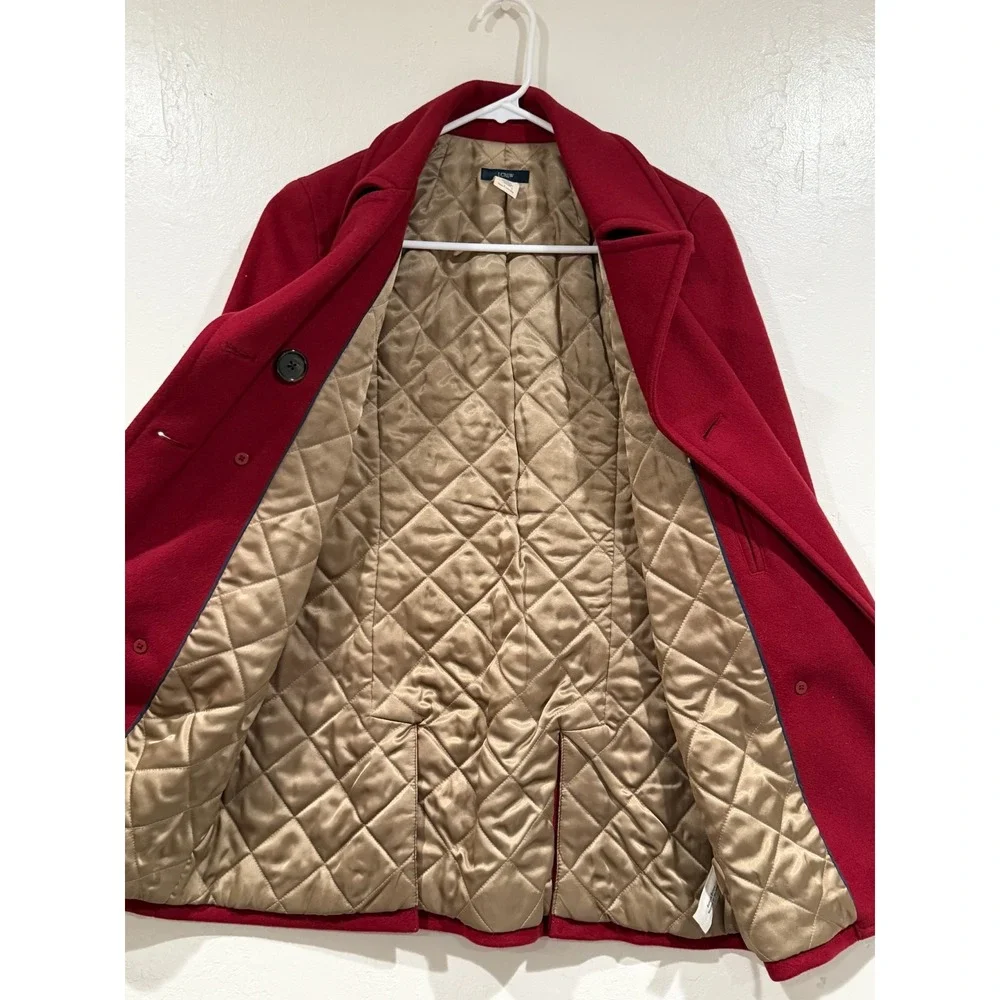 J.Crew Womens Red Wool Blend Thinsulate Pea Coat Jacket 61417 Size XS - Picture 9 of 9